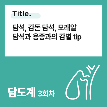 담석, 감돈 담석, 모래알 담석과 용종과의 감별 tip